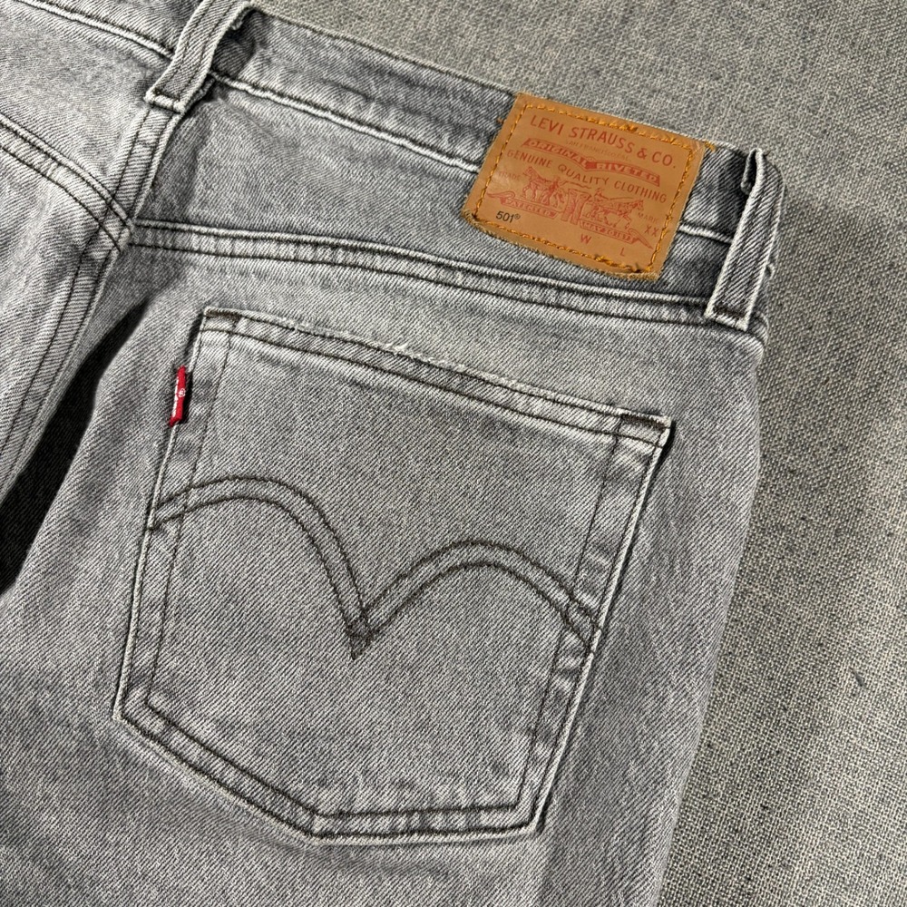 Levi's 501 Original Fit‎ Jeans Mens 29x26 Grey Premium Button Fly Straight Leg